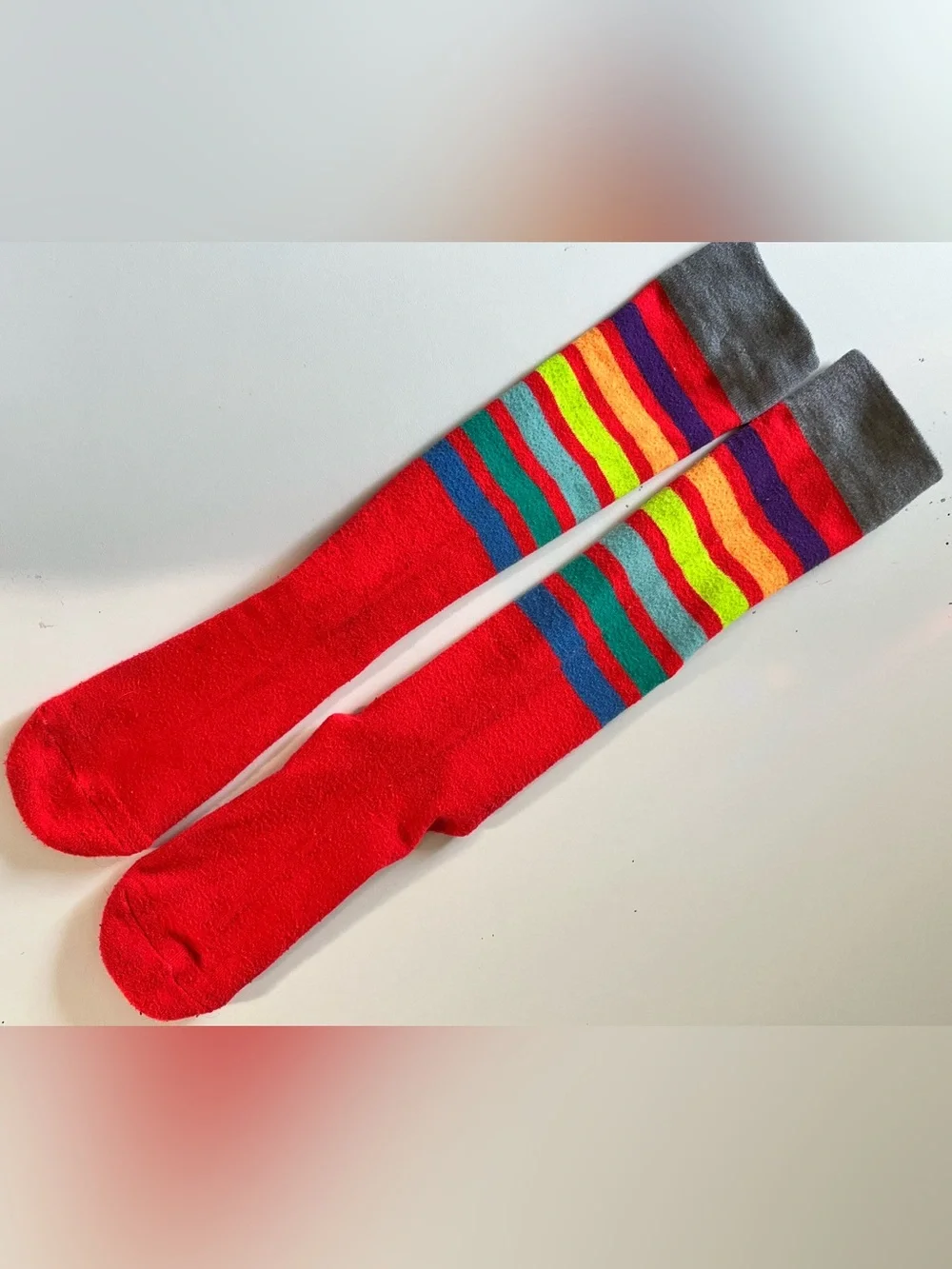 Bright Red Knee-High Colorblock REEBOK Socks
